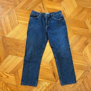 Agolde Straight Leg Jeans in Dark Blue Denim